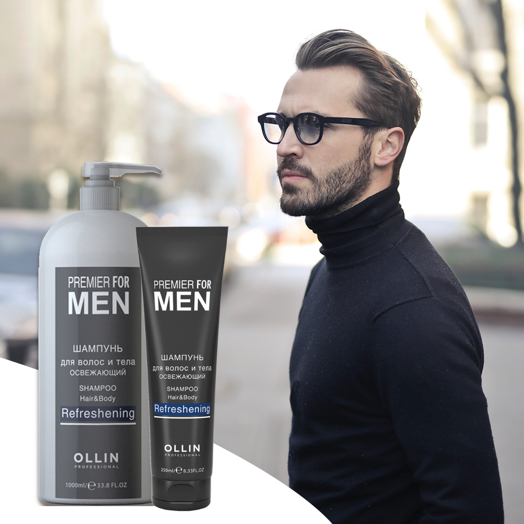 Rinkinys PREMIER FOR MEN (Dušo želė + Stimuliuojantis šampūnas)