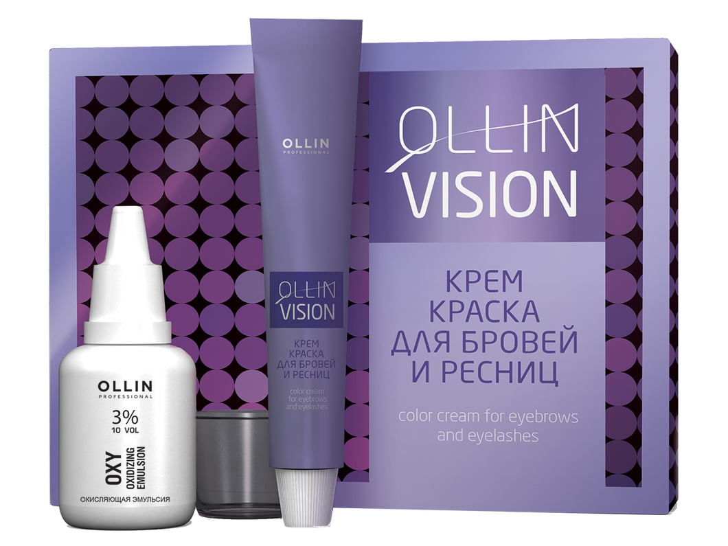 OLLIN VISION SET Cream color rinkinys antakiams ir blakstienoms - grafito spalva