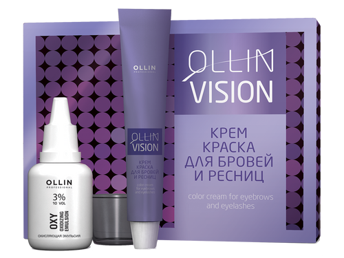 OLLIN VISION SET Cream color rinkinys antakiams ir blakstienoms - rudas
